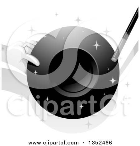 Clipart of a Magician Holding a Hat and Wand - Royalty Free Vector Illustration by BNP Design Studio