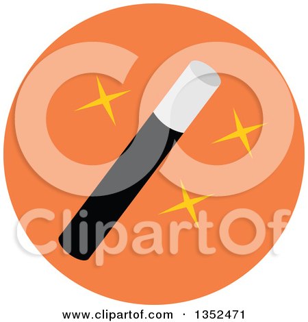 Clipart of a Round Orange Magician's Wand Icon - Royalty Free Vector Illustration by BNP Design Studio