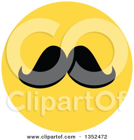 Clipart of a Round Yellow Mustache Icon - Royalty Free Vector Illustration by BNP Design Studio