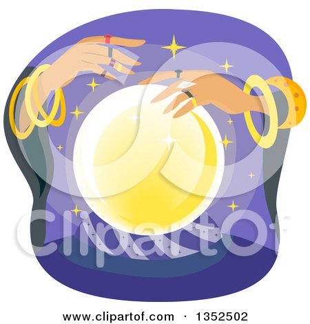Clipart of a Gypsy Fortune Teller and a Crystal Ball - Royalty Free Vector Illustration by BNP Design Studio