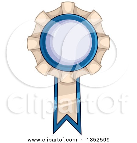 Clipart of a Blue and Beige Award Ribbon - Royalty Free Vector Illustration by BNP Design Studio
