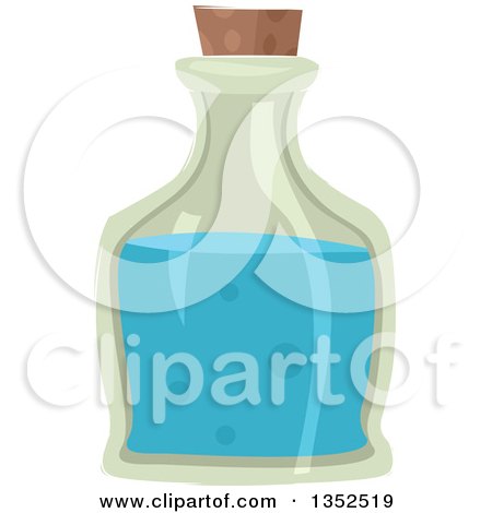 Clipart of a Bottle with a Blue Potion - Royalty Free Vector Illustration by BNP Design Studio