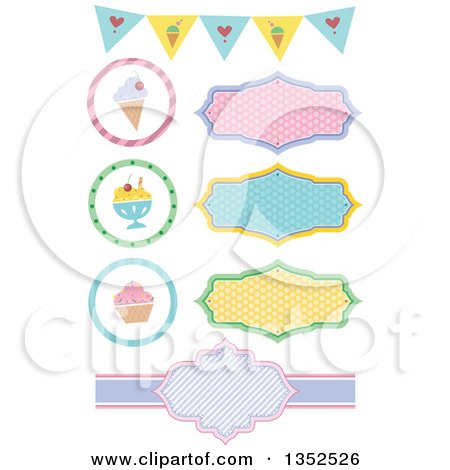 Clipart of Ice Cream Icons, Labels, Frames and Bunting Banners - Royalty Free Vector Illustration by BNP Design Studio