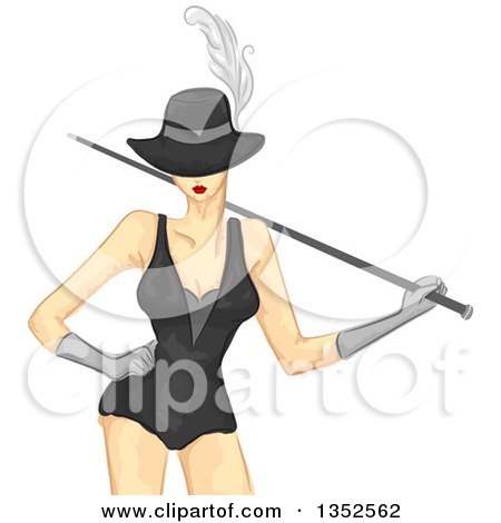Clipart of a Painted Styled Burlesque Dancer Posing - Royalty Free Vector Illustration by BNP Design Studio