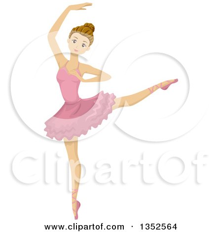 Clipart of a Teenage Caucasian Ballerina Dancing - Royalty Free Vector Illustration by BNP Design Studio