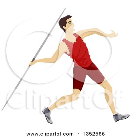 Clipart of an Athletic White Teenage Boy Throwing a Javelin - Royalty Free Vector Illustration by BNP Design Studio