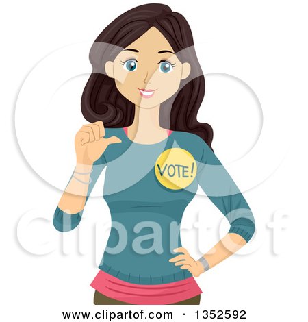 Clipart of a Brunette Caucasian Teenage Girl Wantinger Votes - Royalty Free Vector Illustration by BNP Design Studio