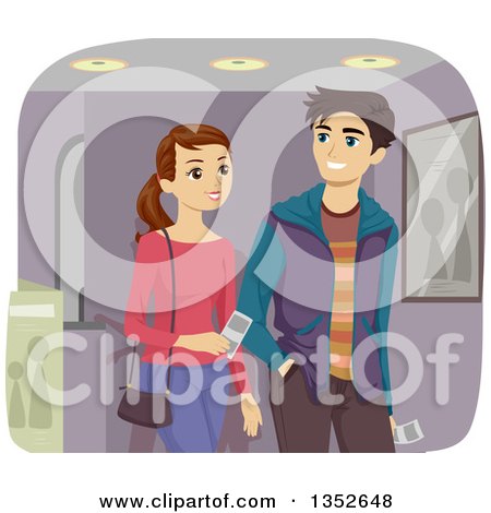 Clipart of a Young Caucasian Couple Going to the Movies - Royalty Free Vector Illustration by BNP Design Studio