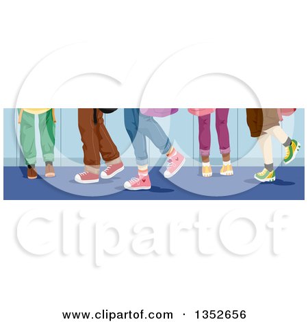 Clipart of Legs of School Kids over Lockers - Royalty Free Vector Illustration by BNP Design Studio