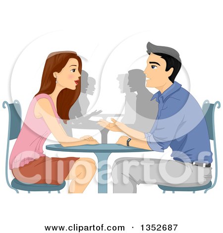Clipart of a Man and Woman Asking Questions at a Speed Dating Event - Royalty Free Vector Illustration by BNP Design Studio