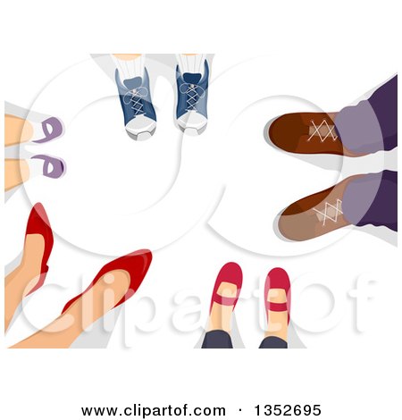Clipart of a Group of Family Feet in a Circle - Royalty Free Vector Illustration by BNP Design Studio