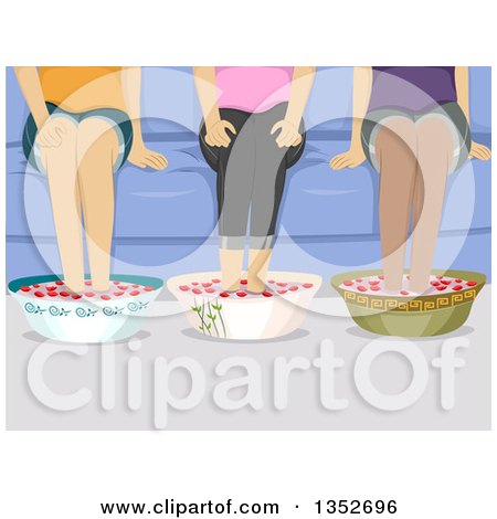 Clipart of Three Ladies Getting a Foot Soak at a Spa - Royalty Free Vector Illustration by BNP Design Studio