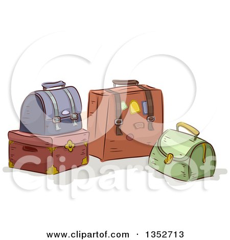 Clipart of Sketched Luggage - Royalty Free Vector Illustration by BNP Design Studio