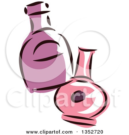 Clipart of Sketched Pink and Purple Bottles - Royalty Free Vector Illustration by BNP Design Studio