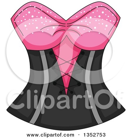Clipart of a Pink and Black Corset - Royalty Free Vector Illustration by BNP Design Studio