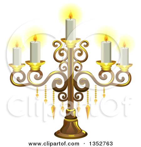 Clipart of a Gold Candelabra with Candles - Royalty Free Vector Illustration by BNP Design Studio