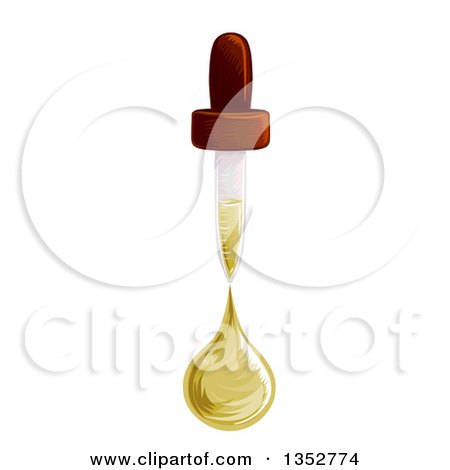 Clipart of a Medicine Dropper with an Amber Syrup Drop - Royalty Free Vector Illustration by BNP Design Studio
