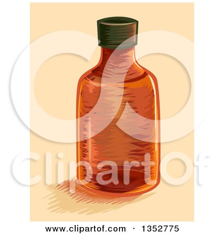 Clipart of an Orange Empty Medicine Bottle - Royalty Free Vector Illustration by BNP Design Studio