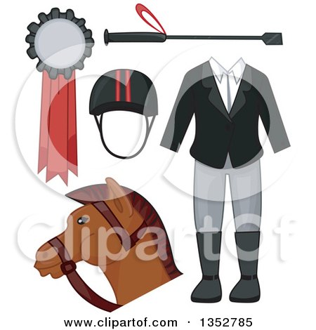 Clipart of Equestrian Accessories - Royalty Free Vector Illustration by BNP Design Studio