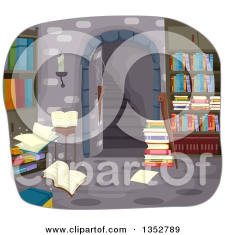 Clipart of an Underground Alchemy Library - Royalty Free Vector Illustration by BNP Design Studio