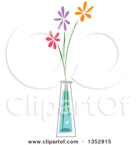 Clipart of a Vase with Pink, Purple and Orange Flowers - Royalty Free Vector Illustration by BNP Design Studio