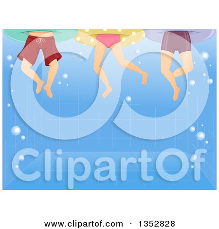 Clipart of Legs of Children Swimming in a Pool - Royalty Free Vector Illustration by BNP Design Studio