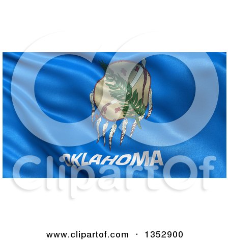 Clipart of a 3d Rippling State Flag of Oklahoma, USA - Royalty Free Illustration by stockillustrations