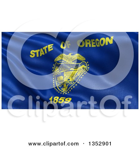 Clipart of a 3d Rippling State Flag of Oregon, USA - Royalty Free Illustration by stockillustrations