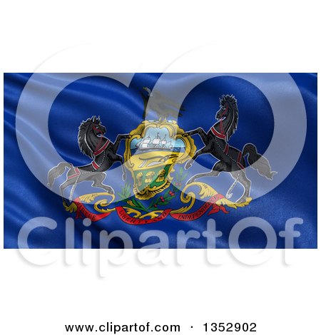 Clipart of a 3d Rippling State Flag of Pennsylvania, USA - Royalty Free Illustration by stockillustrations
