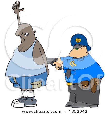 Clipart of a Cartoon Police Officer Arresting a Man As He Accidental Poops His Pants - Royalty Free Vector Illustration by djart