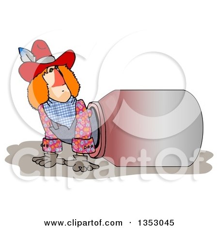 Clipart of a Rodeo Clown Climbing out of a Barrel - Royalty Free Illustration by djart