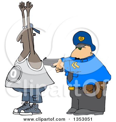 Clipart of a Cartoon Police Officer Arresting a Man - Royalty Free Vector Illustration by djart
