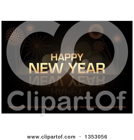 Clipart of a Happy New Year Greeting and Line of Text over a Firework Background - Royalty Free Vector Illustration by dero