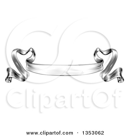Clipart of a Black and White Engraved Woodcut Vingage Ribbon Banner - Royalty Free Vector Illustration by AtStockIllustration