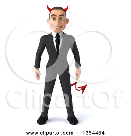 Clipart of a 3d Young White Devil Businessman, on a White Background - Royalty Free Vector Illustration by Julos