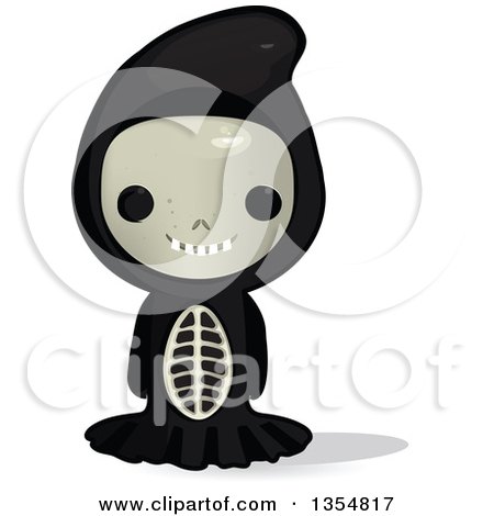 Clipart of a Kid in a Skeleton Halloween Costume - Royalty Free Vector Illustration by Melisende Vector