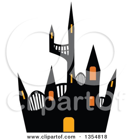 Clipart of a Haunted Halloween Castle - Royalty Free Vector Illustration by Melisende Vector