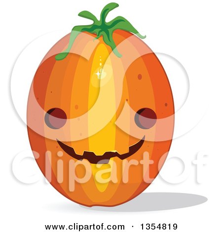 Clipart of a Tall Halloween Jackolantern Pumpkin - Royalty Free Vector Illustration by Melisende Vector
