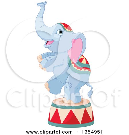 Cute Baby Circus Elephant Standing on One Leg on a Platform Posters, Art  Prints by - Interior Wall Decor #1354951