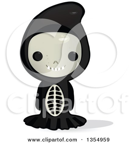 Clipart of a Kid in a Skeleton Costume - Royalty Free Vector Illustration by Melisende Vector