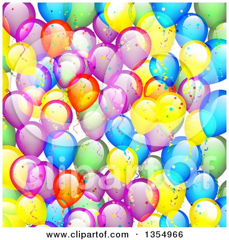 Clipart of a Colorful Party Balloon Background - Royalty Free Vector Illustration by vectorace