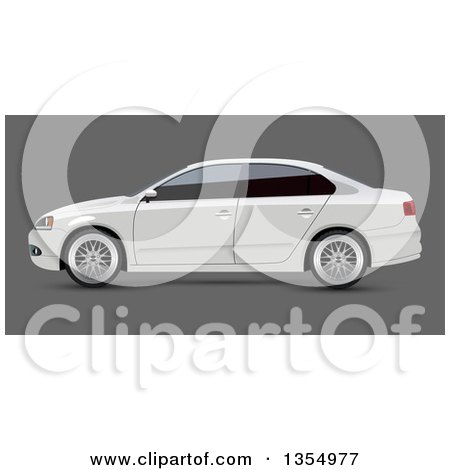 Clipart of a White Sedan Car with Dark Window Tint on Gray - Royalty Free Vector Illustration by vectorace