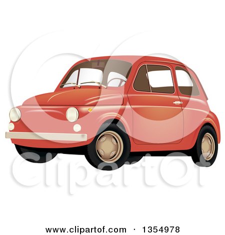 Clipart of a Retro Compact Orange Car - Royalty Free Vector Illustration by vectorace