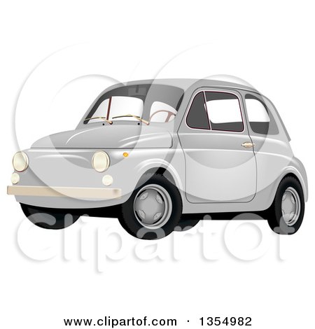 Clipart of a Retro Compact Gray Car - Royalty Free Vector Illustration by vectorace