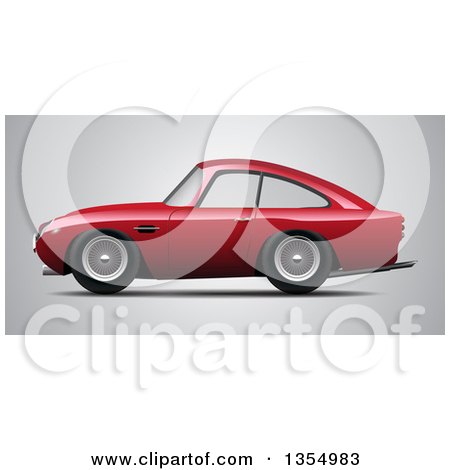 Clipart of a Retro Red Sports Car on Gray - Royalty Free Vector Illustration by vectorace