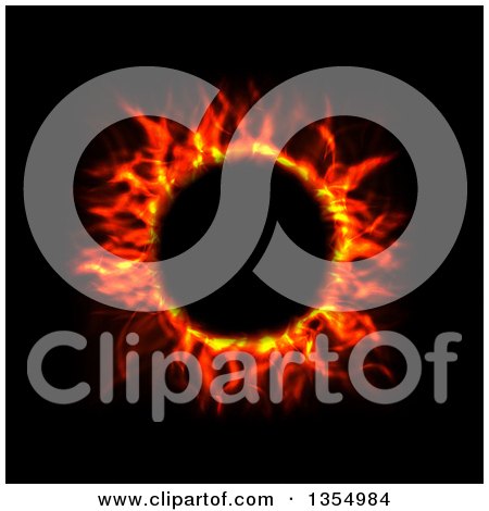 Clipart of a Red Hot Fire Circle on Black - Royalty Free Vector Illustration by vectorace