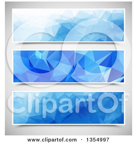 Clipart of Blue Geometric Website Banner Headers over Gray - Royalty Free Vector Illustration by vectorace
