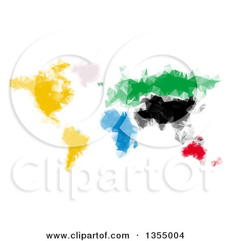 Clipart of a Colorful Polygonal World Map Atlas - Royalty Free Vector Illustration by vectorace