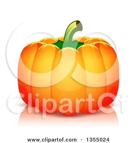 Clipart of a Shiny Orange Pumpkin and Reflection on White - Royalty Free Vector Illustration by vectorace
