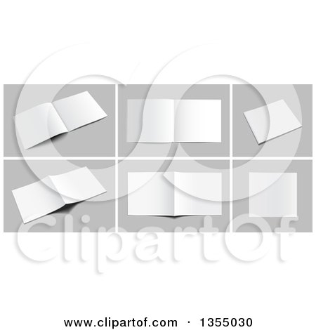 Clipart of 3d Books, Catalogs and Magazines on Gray - Royalty Free Vector Illustration by vectorace